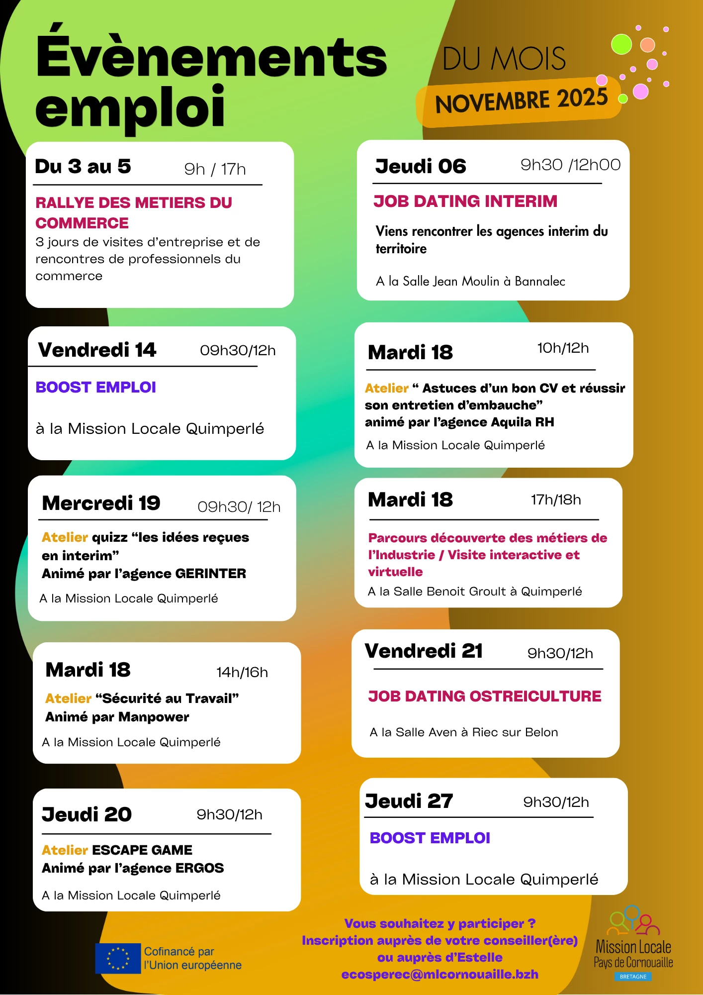 Les évènements en novembre - Mission Locale Quimperlé